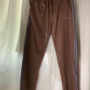 Brown Joggers with Gray Stripes